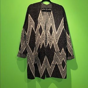 Printed tunic cardigan